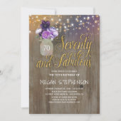 70 Rustieke Verjaardag - Paarse Bloemen Mason Jar Kaart (Voorkant)