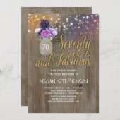 70 Rustieke Verjaardag - Paarse Bloemen Mason Jar  Kaart (Voorkant / Achterkant)