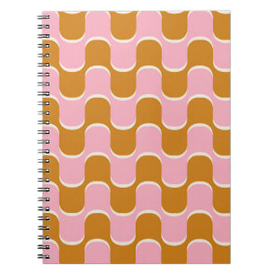 70 s retro vintage wavy pattern in gold and pinkwa notitieboek
