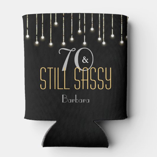 70 Sassy Zwart Zilver Goud String Lights Verjaarda Blikjeskoeler (Achterkant)