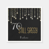 70 Sassy Zwart Zilver Goud String Lights Verjaarda Servet (Voorkant)