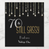 70 Sassy Zwart Zilver Goud String Lights Verjaarda Wijn Etiket (Enkel label)