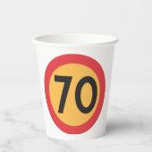 70 snelheidsbeperking verkeersbord papieren bekers (Voorkant)