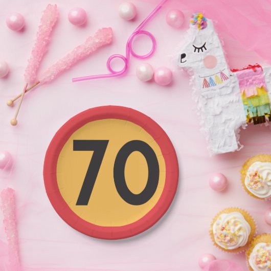 70 snelheidsbeperking verkeersbord papieren bordje (Feest)