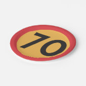 70 snelheidsbeperking verkeersbord papieren bordje (Gekanteld)
