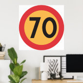 70 snelheidsbeperking verkeersbord poster (Thuiskantoor)