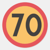 70 snelheidsbeperking verkeersbord ronde sticker (Voorkant)