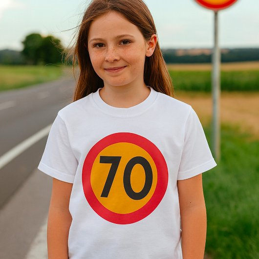 70 snelheidsbeperking verkeersbord t-shirt