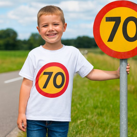 70 snelheidsbeperking verkeersbord t-shirt