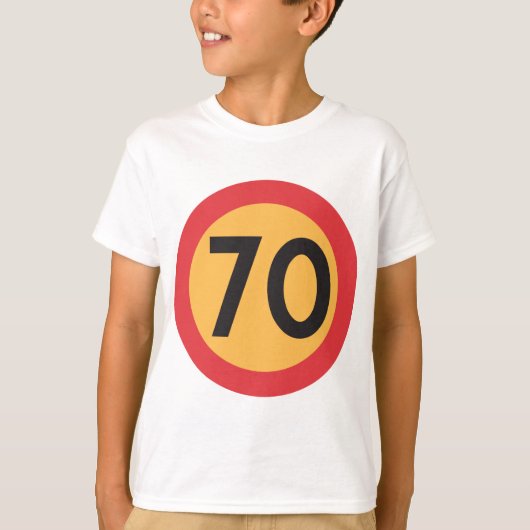 70 snelheidsbeperking verkeersbord t-shirt (Voorkant)