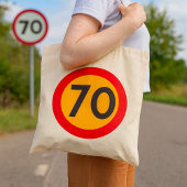 70 snelheidsbeperking verkeersbord tote bag