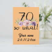 70 So What beroemd gemaakt door 70th Birthday Bedankkaart (Staand voorkant)