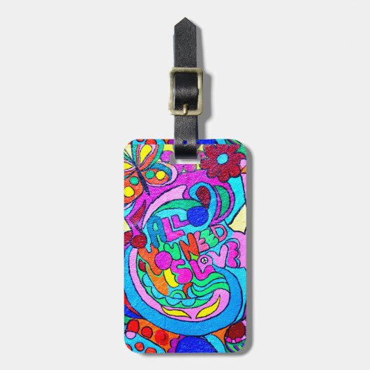 70-stijl hippie love Thunder_Cove Bagagelabel (Voorkant verticaal)