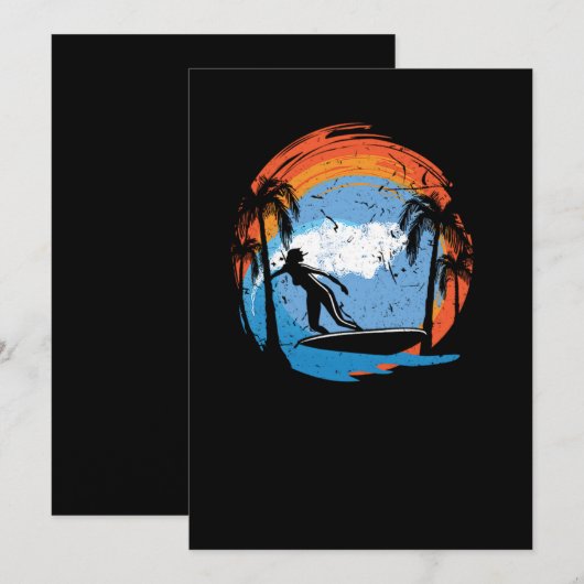 70.Surfende Surfer Girl Surfer Girl Surfboard Suns Save The Date (Voorkant / Achterkant)