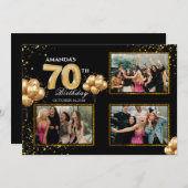 70 th Birthday Gold Silver Black Balloons Kaart (Voorkant / Achterkant)