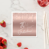 70 Uitstekend Roos Gouden Glitter 70e Verjaardagsf Servet (Insitu)