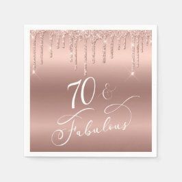 70 Uitstekend Roos Gouden Glitter 70e Verjaardagsf Servet