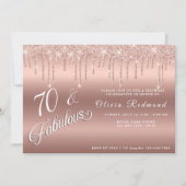 70 Uitstekend Roos Gouden Glitter Verjaardagsfeest Kaart (Voorkant)