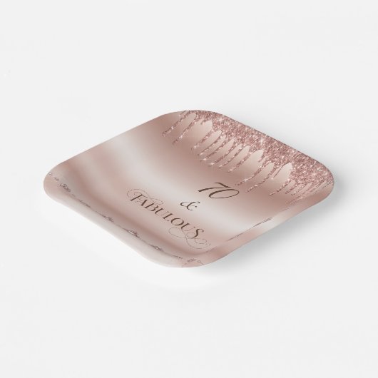 70 Uitstekend Roos Gouden Glitter Verjaardagsfeest Papieren Bordje (Gebogen)