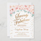 70 Uitstekend Verjaardagsfeest - Wit Goud Roze Kaart (Voorkant)