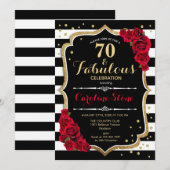 70 Uitstekende Verjaardag - Rozen Zwart Wit Strepe Kaart (Voorkant / Achterkant)