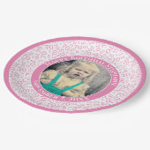 70 Uw foto Willekeurige nummerpatroon Roze/Wit Papieren Bordje (Gekanteld)