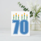 70 verjaardagskaarsen (blauw / groen) briefkaart (Staand voorkant)
