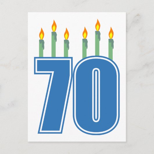 70 verjaardagskaarsen (blauw / groen) briefkaart (Voorkant)