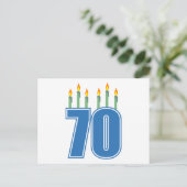 70 verjaardagskaarsen (blauw / groen) briefkaart (Staand voorkant)