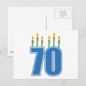 70 verjaardagskaarsen (blauw / groen) briefkaart (Voorkant / Achterkant)