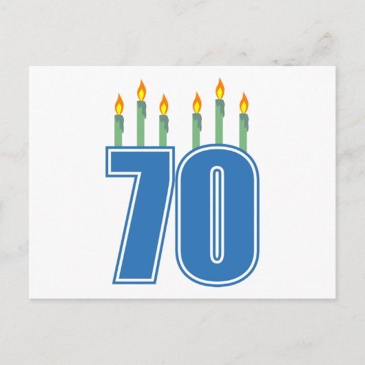 70 verjaardagskaarsen (blauw / groen) briefkaart (Voorkant)
