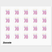 70 verjaardagskaarsen (roze / Paarse) Ronde Sticker (Vel)