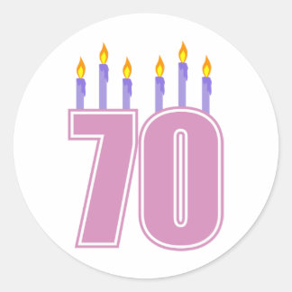 70 verjaardagskaarsen (roze / Paarse) Ronde Sticker