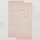 70 Verjaardagsprogramma Menu Bedankt Roos Gold Cha Kaart (Voorkant / Achterkant)