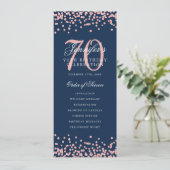 70 Verjaardagsprogramma Menu Bedankt Roos Gold Nav Kaart (Staand voorkant)