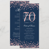 70 Verjaardagsprogramma Menu Bedankt Roos Gold Nav Kaart (Voorkant / Achterkant)