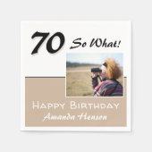 70 Wat beige Funny 70th Birthday Foto Servet (Voorkant)