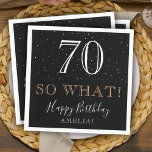 70 Wat Funny Black Elegant 70th Birthday Servet<br><div class="desc">70 Wat grappig citaat van de 70ste verjaardag Napkin. Het inspirerend en grappige citaat 70, dus wat is er in moderne witte en gouden kleuren op een zwarte achtergrond. Maak je eigen 70ste verjaardagsartikel voor haar of voor hem. Personaliseer met jouw naam en leeftijdsnummer. Geweldig voor iemand met een gevoel...</div>