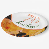 70 Wat Gele Rose Floral 70e verjaardag Papieren Bordje (Gekanteld)