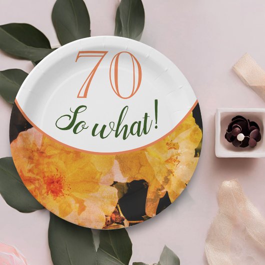 70 Wat Gele Rose Floral 70e verjaardag Papieren Bordje