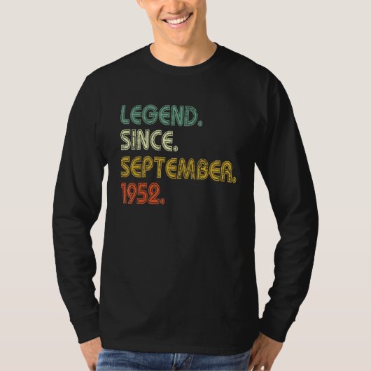 70 Years Old  Legend Since September 1952 70th Bir T-shirt (Voorkant)
