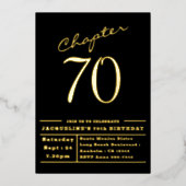 70 Zwart 70e Verjaardagsfeestje Gouden Folie Uitno Folie Uitnodiging (Voorkant)