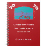 70e, 75e Birthday Party Guest Book, Red Bicycle Notitieboek (Voorkant)