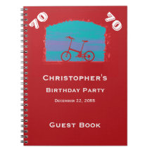 70e, 75e Birthday Party Guest Book, Red Bicycle