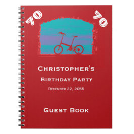 70e, 75e Birthday Party Guest Book, Red Bicycle Notitieboek