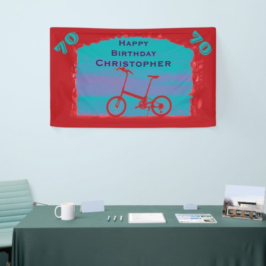 70e, 75e, Verjaardagsfeest Rode Blauwe Fiets Spandoek (Beurs)
