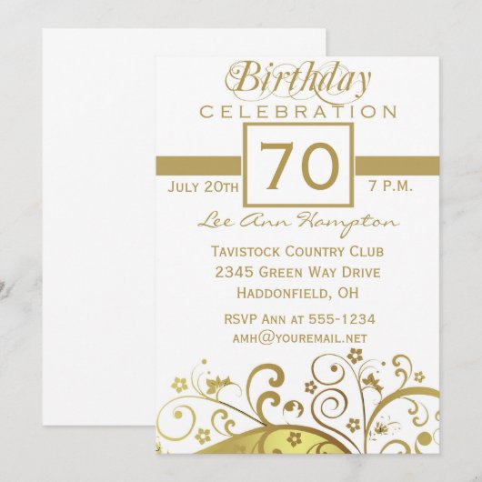 70e - 79e verjaardag van uitnodigingen van de Birt (Voorkant / Achterkant)