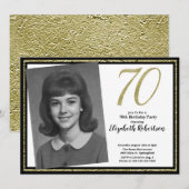 70e aangepaste foto wit zwart en goud kaart (Voorkant / Achterkant)