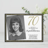 70e aangepaste foto wit zwart en goud kaart (Staand voorkant)