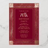 70e aangepaste verjaardagsfeest art deco gestructu folie uitnodiging (Voorkant)